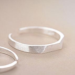 925 Pure Silver Opening Ring Geometrical Ling Face Men and Women's Rings Korean Pure Silver Ornaments