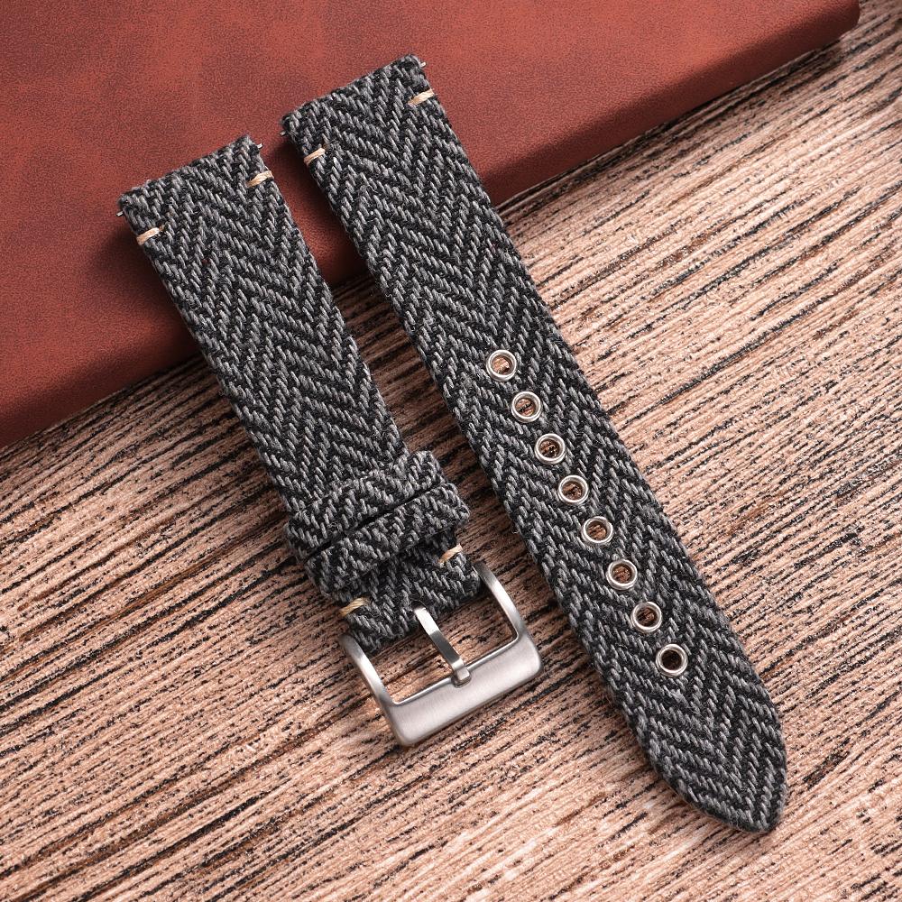 18mm 20mm 22mm Genuine Leather Nylon Watch Band Strap Vintage Weave Bracelet Men Women Quick Release Wrist Band for Huawei Watch