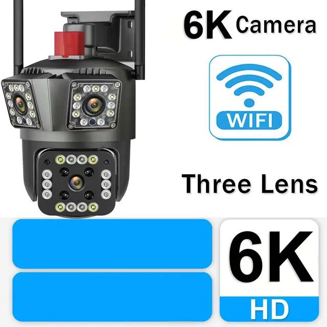

6K HD WiFi IP Outdoor Три об єктива 8X Zoom PTZ Безпека Відстеження руху Відеоспостереження Розумний дім Камера відеоспостереження 6K 12MP Camera