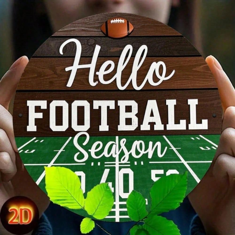 Vintage Metal Football Sign 8x8 Inch Retro Wall Art Waterproof Country Decor for Home Bar