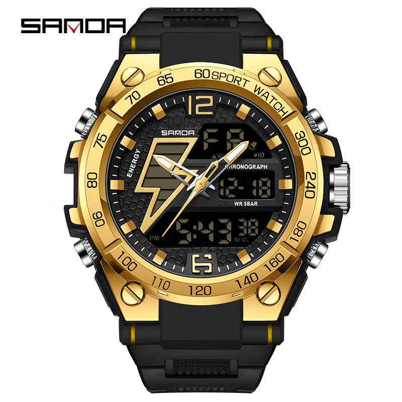 Sanda Men's Multifunctional Waterproof Luminous Military-Style Outdoor Sports Electronic Watch