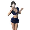 Sex underwear Stewardess miniskirt Uniform Breast Temptation Passion Suit Night club hip skirt qqny women