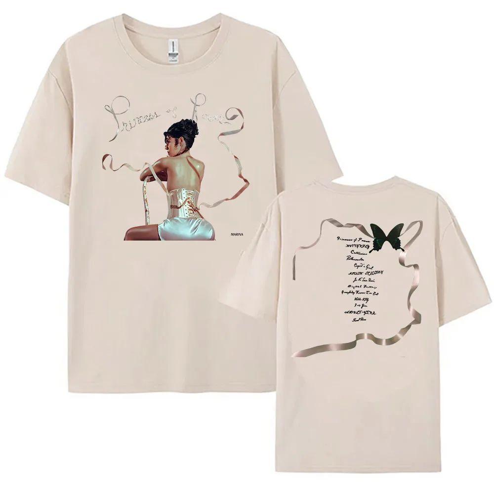 

Marina Power Princess Album Print T Shirts Y2k Hip Pop Tops Summer Casual Cotton Loose Streetwear Pattern Short Sleeve Unisex S