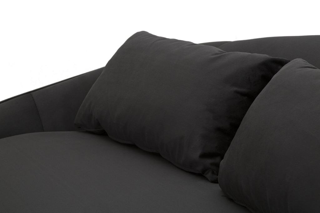 Sofa 3-Sitzer Oslo Mit Kissen Schwarz Cm 185X84X68