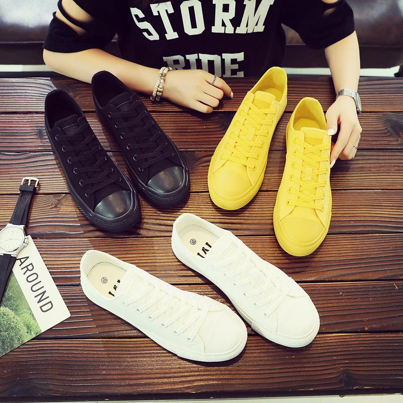 Shengxuanny Новые осенние корейские парусиновые туфли мужские туфли на шнуровке желтые — фото 2