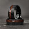 Fashion 8MM Black Hammered Stainless Steel Rings For Men Women With Koa Wood Inlay Rings Men Wedding Party Jewelry Gift