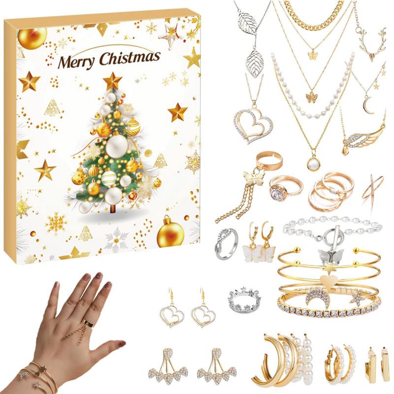 Jewelry Advent 24 Day Countdown To Christmas Calendar Fashion Bracelet Necklace Earring Rings For Adult Women & Teen Girls