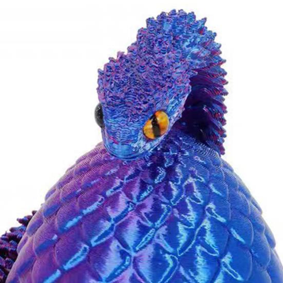 3D Printed Snake Egg with Snake Inside Movable Joints Snake Eggshell Figurine Articulated Snake Fidget Toy Desktop Decoration Ornament