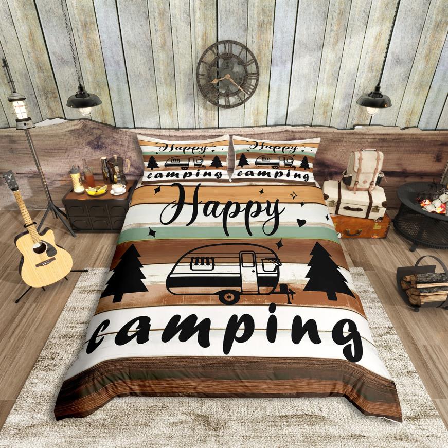 

Homewish Happy Camping Duvet Cover Set,Old Barn Door Bedding Set,Blue Black Bed Set For Girls,Ultra Soft Home Decor DE XS 100x135cm 2pcs&set