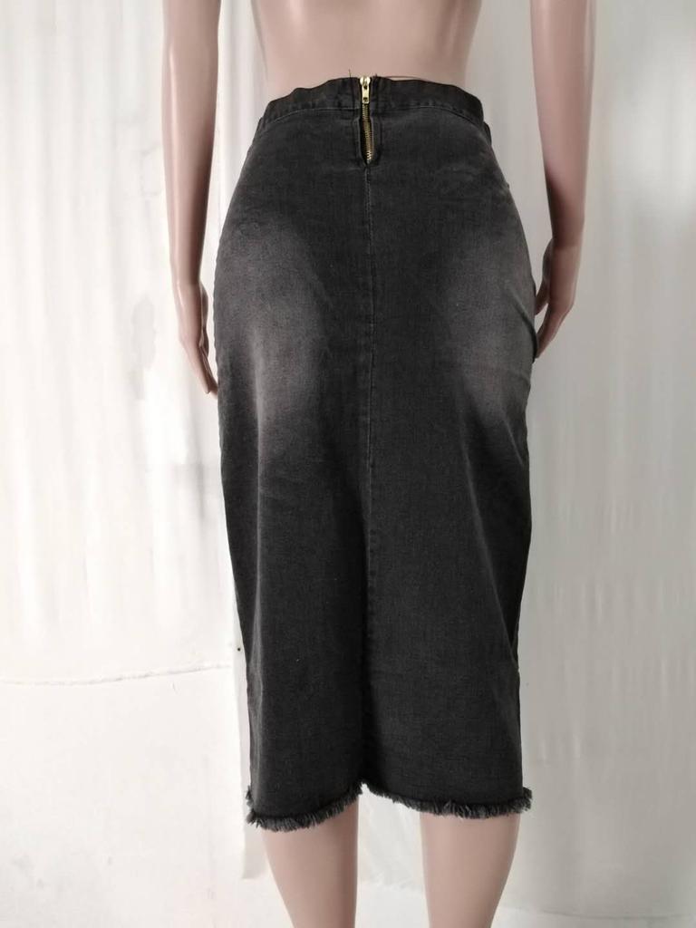 Wish Four-color Eight-size Strap Corns Wash Denim Skirt