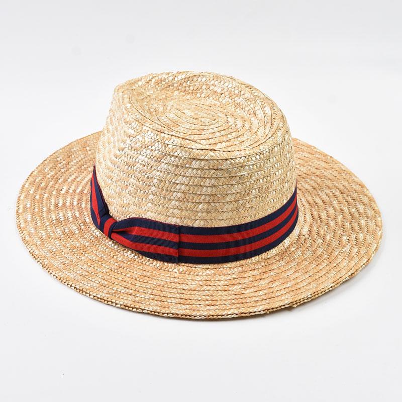 Natural Wheat Straw Fedora Hat Women Summer Beach Panama Caps Bowknot Ribbon For Holiday Party