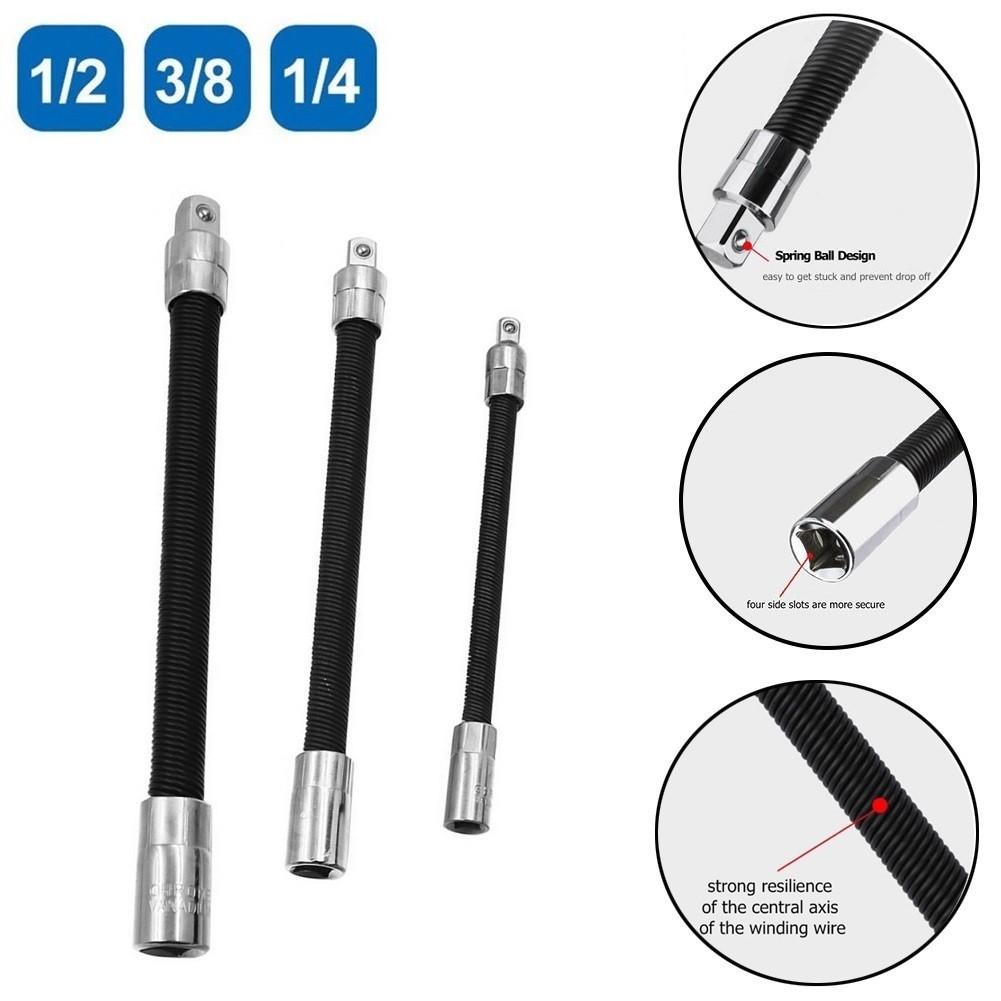 1/4 3/8 1/2 Driver Extension Rod Adapter Flexible Metal Shaft Conversion Head