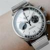 Sugess 40mm Gold SWAN Neck Milano Mesh White Panda Mechanical Chrono Chronograph Men's Watch Seagull 1963 SUPANK031SN, Silver, 40mm, Bracelet