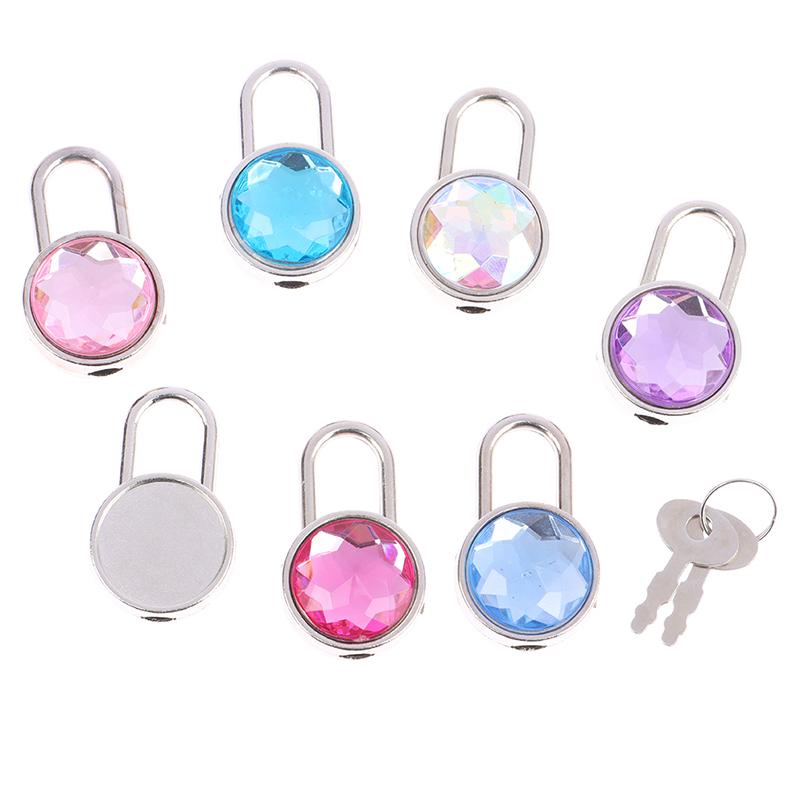 Mini Round Shape Padlock Luggage Hardware Locks W/Keyfor Jewelry Box Suitcase