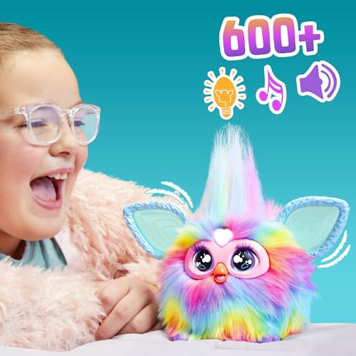 Hasbro Furby Tie-Dye Sprachgesteuertes Interaktives Spielzeug für Jungen und Mädchen ab 6 Jahren mit 15 Mode-Accessoires, Animatronisches, Motorisiertes Plüschtier für Kinder