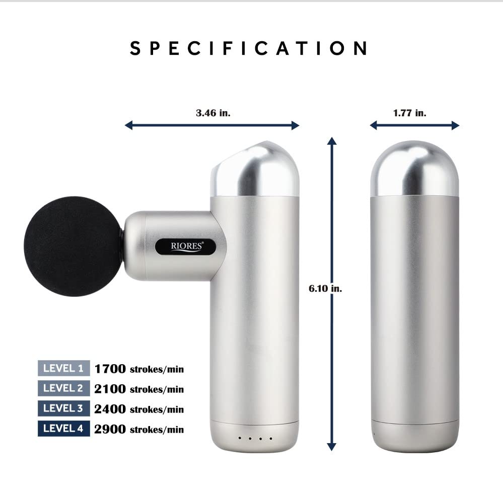 RIORES Solid Whole Body Care Lightweight 516g Ultra Small Compact Powerful Vibration Up To 2900 Minute Pocket Size Rechargeable Portable Doctor Shot