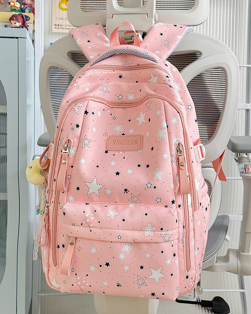 The new schoolbag is high-value, fresh and sweet, literary star backpack, lightweight spring outing backpack for junior high school students