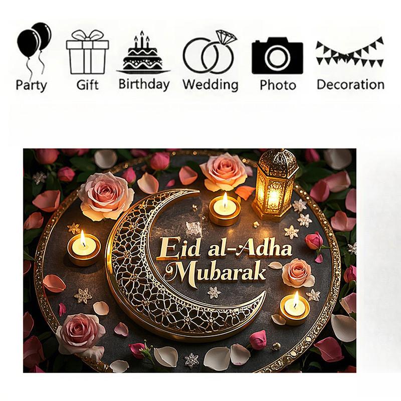 Eid Mubarak Kulisse für Fotografie, Ramadan Kareem Mond Stern Laterne Blumiger Hintergrund, Islamisches Muslimisches Festival Party Dekoration Fotostudio Requisite