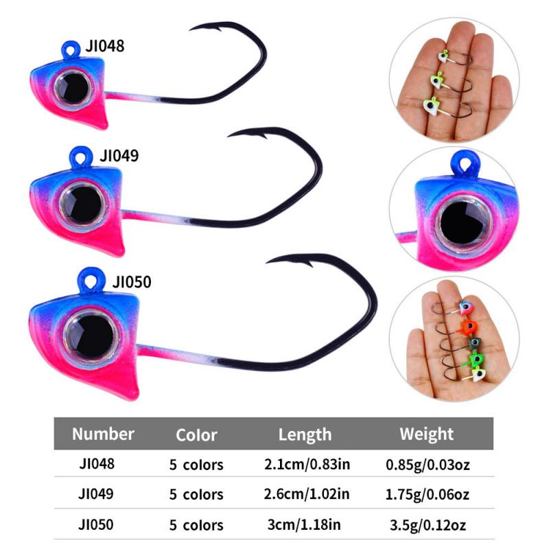 Micro Lure Jig Head HookTTail Soft Bait Set5PCSSmall-sized Mandarin Fish Special Fake Bait for Upturned Mouth