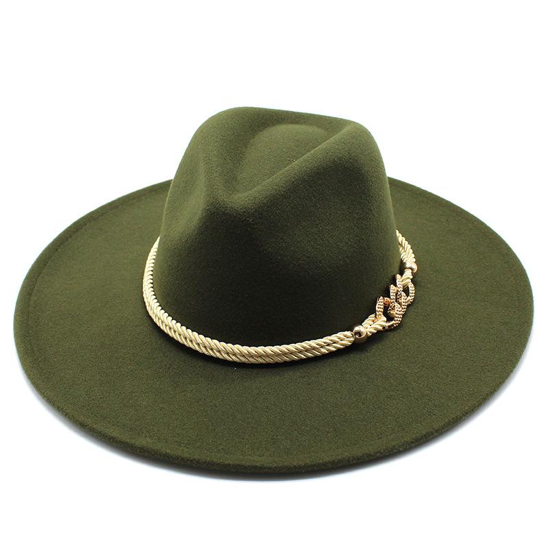 Cappello Stile Britannico 9,5 Cm Ampio Bordo Cappello a Cilindro di Lana da Uomo e Donna Caldo Cappello Jazz Perla