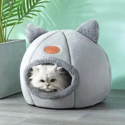 Closed Cat Bed House Soft Warm Round Pet Nest Cat Cave Indoor Sleeping Bed for Cats and Small Dogs