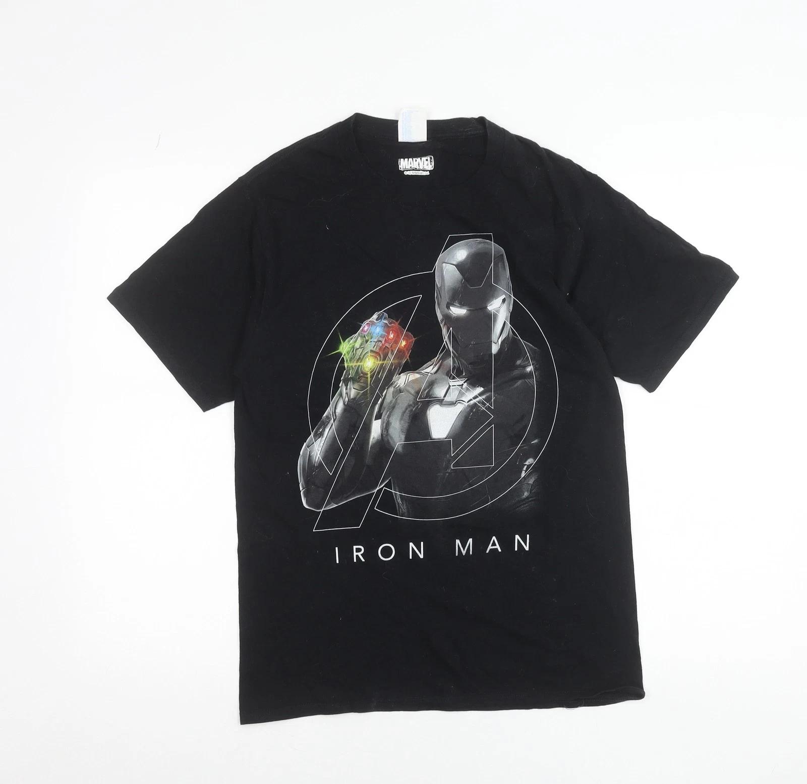 Port & Company Men’s Black Iron Man Marvel Graphic T-Shirt Size S 4XL