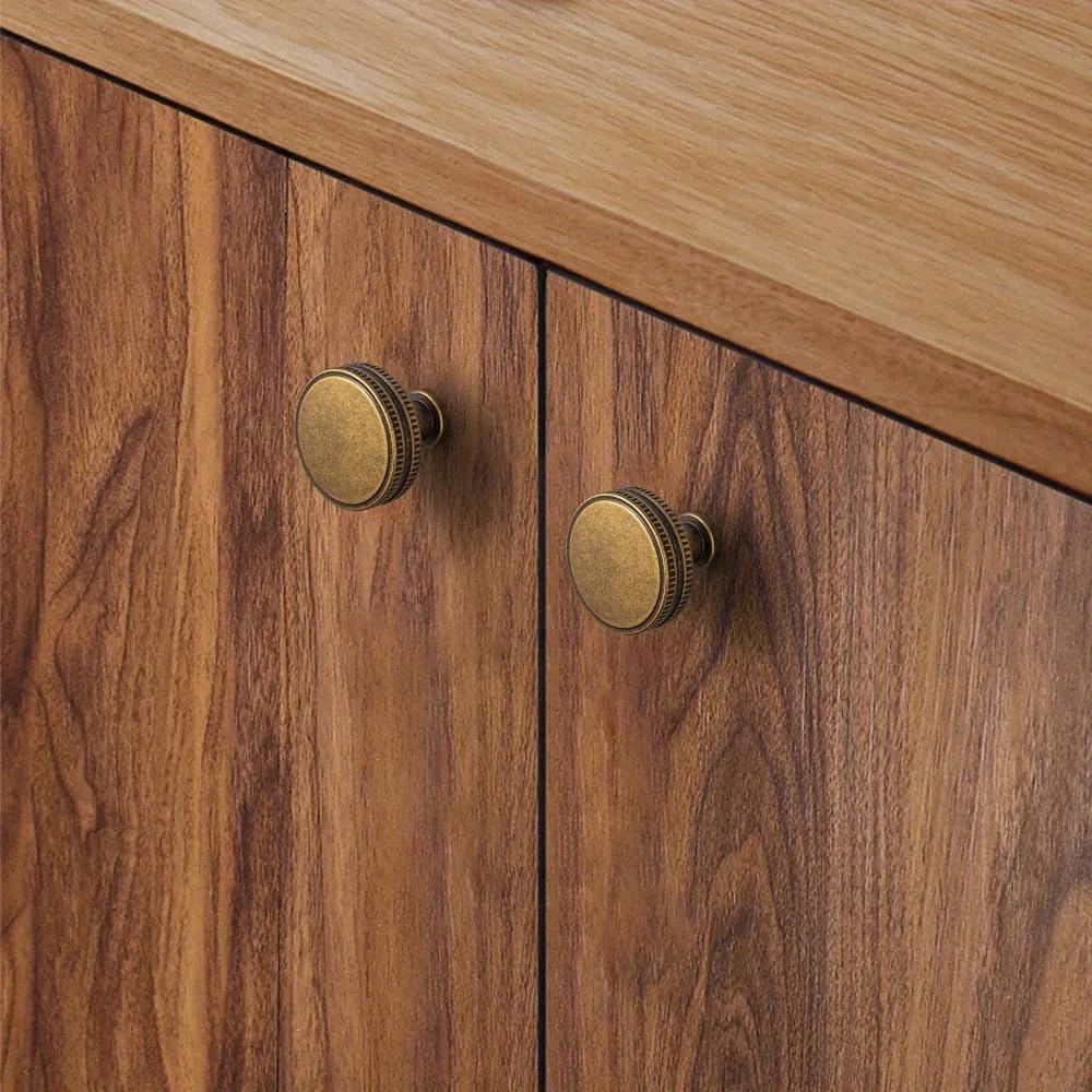 4pcs Antique Bronze Cabinet Drawer Knobs - Vintage Retro Brass Bar Knob Single Hole Pull Kitchen Hardware for Dresser Cupboard Wardrobe, 2182M-GT