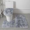 3Pcs/Set Bathroom Rug Set Super Soft Microfiber Bath Rug U-Shaped Contour Mat Toilet Lid Cover Set Non-Slip Bath Rugs Kit