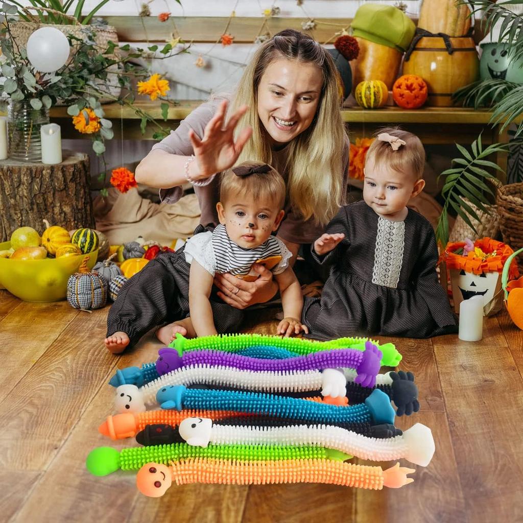 Halloween Stretchy Strings Pumpkin Ghost Witch Bracelet Fidget Toys Stress Relief Sensory Toys for Kids Halloween Party Favors