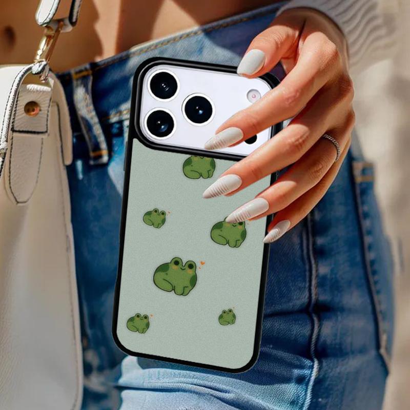 Cartoon Frog Phone Case For iPhone 17 Air 14 15 13 12 Max Cover For Apple 14 15 16 16e 11 Pro Max Plus Coque