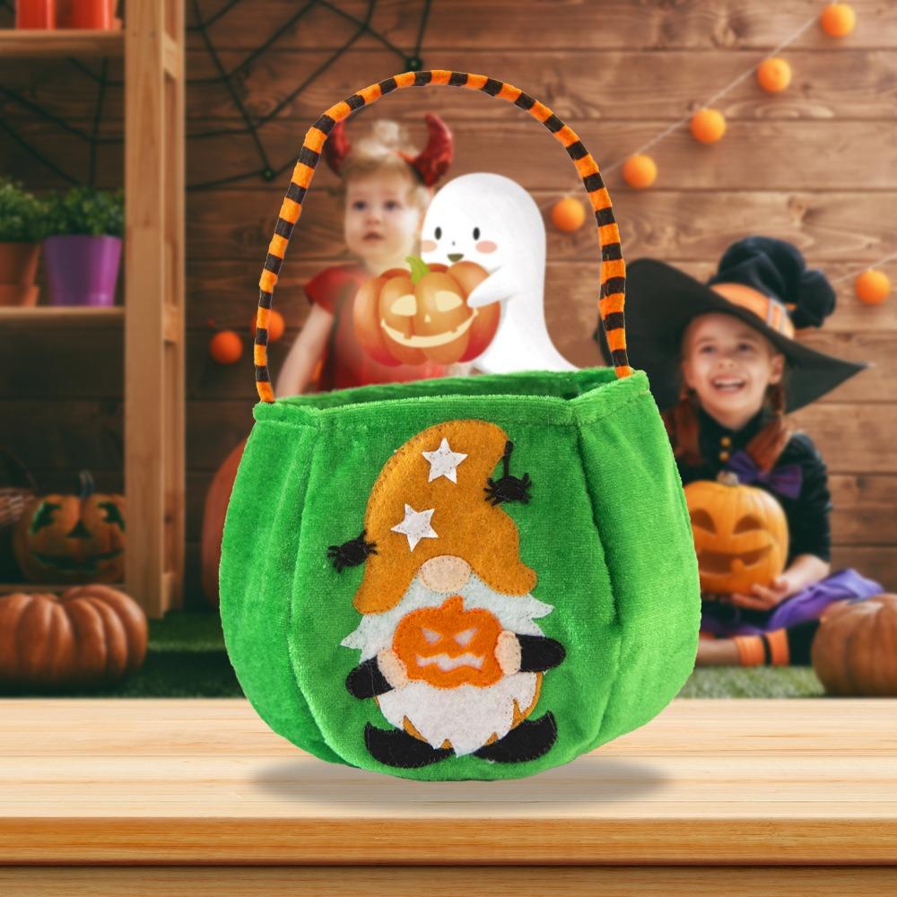 New Velvet Halloween Candy Bag Trick Or Treat With Handle Tote Bag Cosplay Props Gnome Halloween Gift Basket Kids Gifts