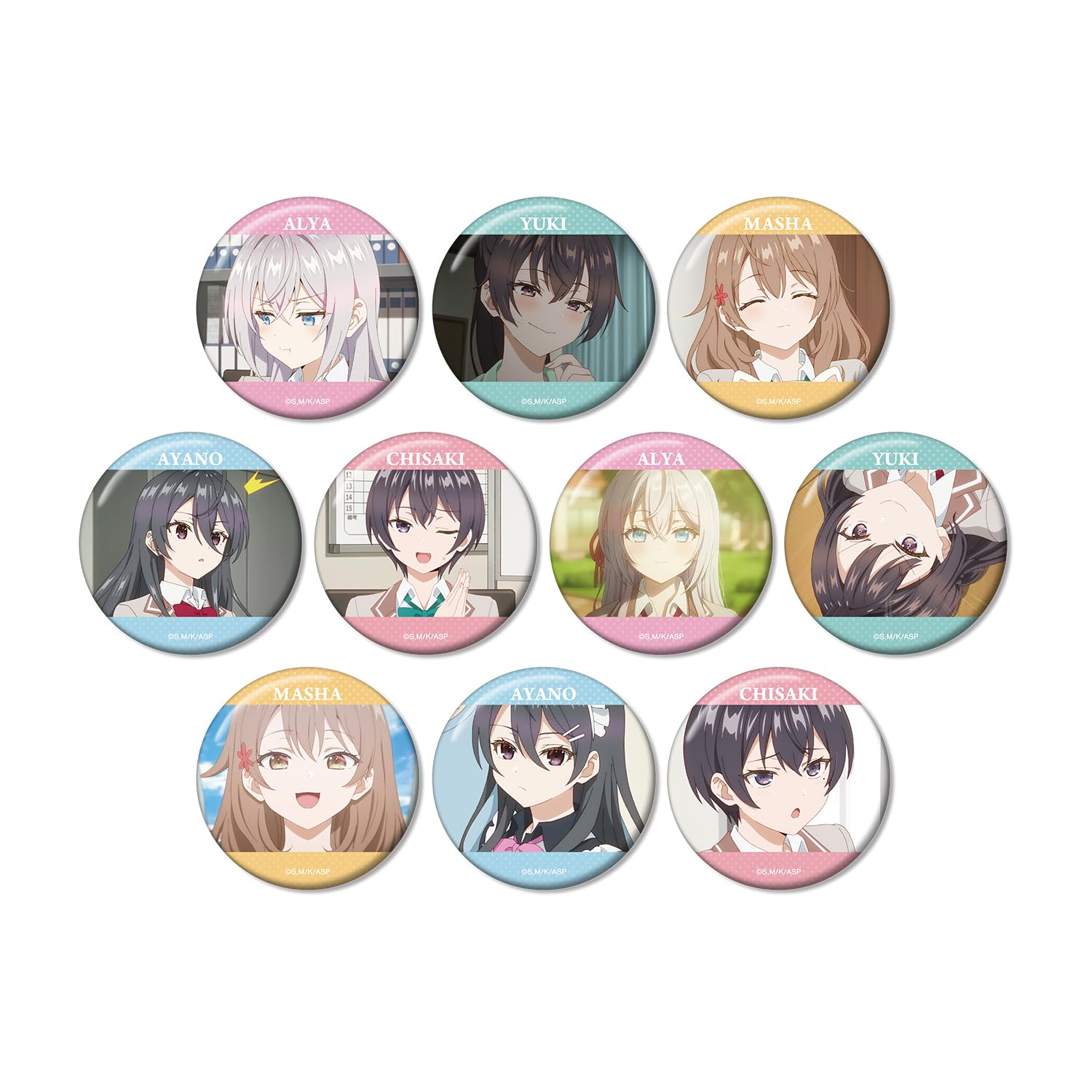 

Аниме ТВ девушка по соседству, которая иногда шепчет на торговой сцене значки-коробка Аля-сан, русская 10 штук