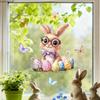 Easter Window Stickers, Creative Cute Floral Bunny Eggs Decor, Static Cling Glass Decals for Bedroom Living Room Holiday Decoration