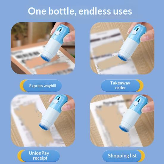 Thermal Paper Eraser, Privacy Stamp for Thermal Paper, 2 in 1 Redaction Roller with Mini Cutter, 10ml Fast Dry Label Hider for Shipping Receipts Bills