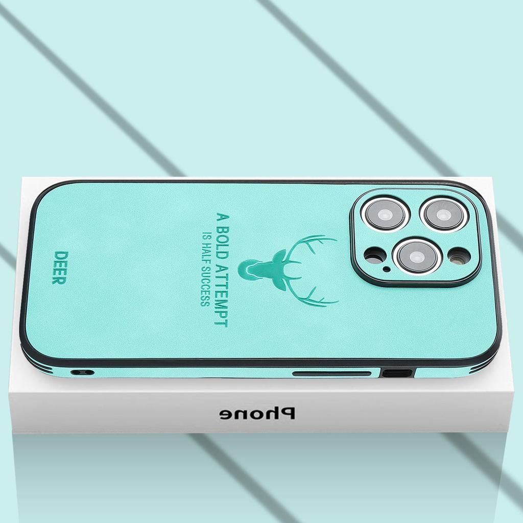 Magnetic Leather Phone Case for iPhone 11-16, Compatible with iPhone 12-15 Pro Max, Elk Head Design, Japanese & Korean Style