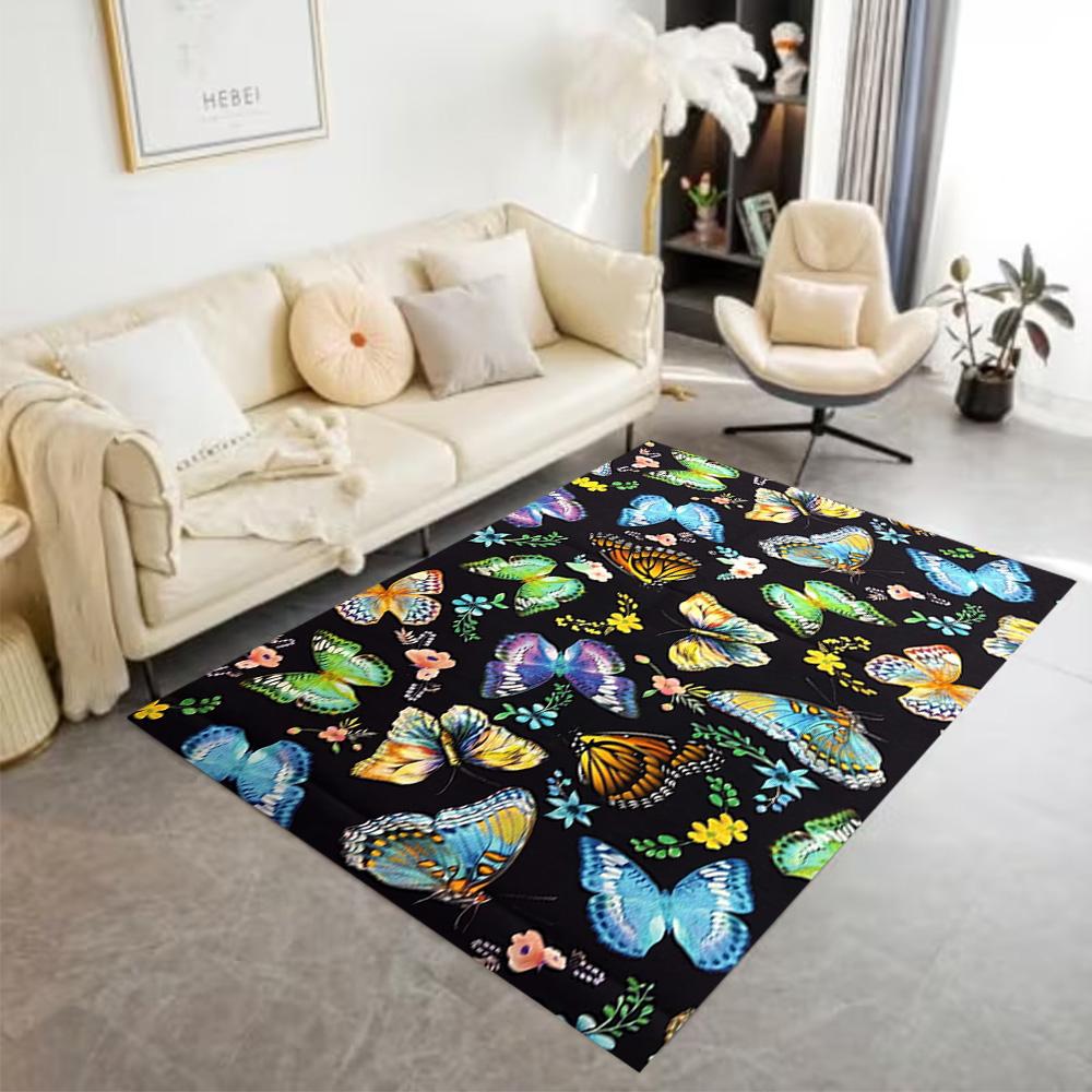 1pc Butterfly Design Home Carpet Non-slip Office Decor Gift Living Room Bedroom