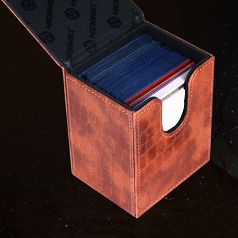 Fashion PU Leather Card Deck Box Holds 80 Cards Collection Window Collection Box Flannel Game Card Organizer Children