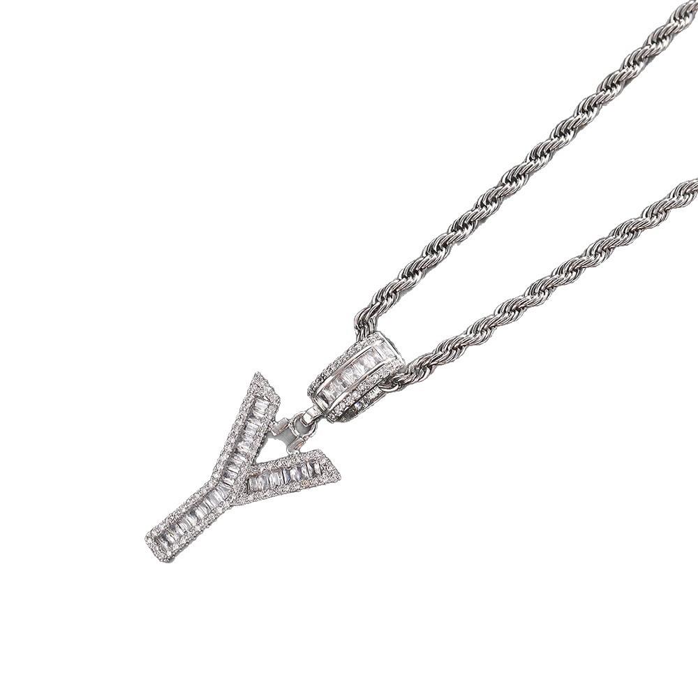 Hip Hop Letter Pendant Zircon Necklace Popular Instagram Personalized Accessory Niche Design Men's and Women's Pendant Necklace
