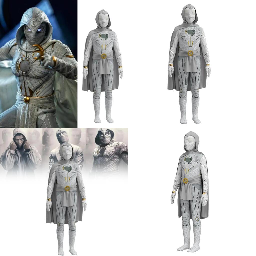 Moon Knight Costume For Adults Kids Marvel Movie Cosplay Jumpsuit With Cape For Role Play