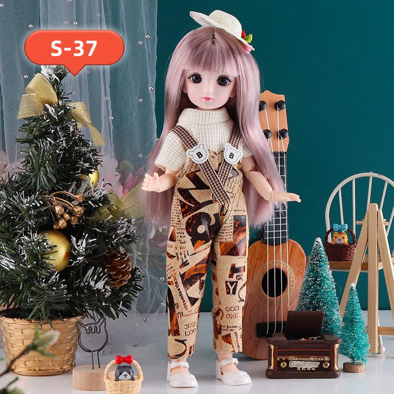 30CM Mini Movable 23Jointed Doll Girls Toy 3D Big Eyes BJD Princess Full Outfits Dresses Collection Childrens Doll Gift