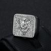 Ring new hip-hop jewelry gold-plated full diamond square domineering lion head men's ring