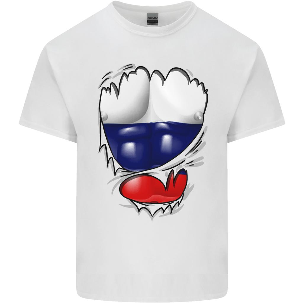 Gym Russian Flag Ripped Muscles Russia Unisexs Light Cotton TShirt