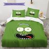 Pickle Rick Pattern Bedding Quilt Set  Home Decoration  Gift (1 * Duvet Cover + 2 * Pillowcase  Without Core)