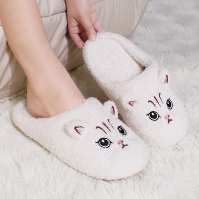 Mode Dam Katt Bomulltofflor Lätta Mjuka Sula Varma Hemtofflor Dam Söta Tecknade Fluffiga Inomhus Golvskor Kvinnliga Tofflor