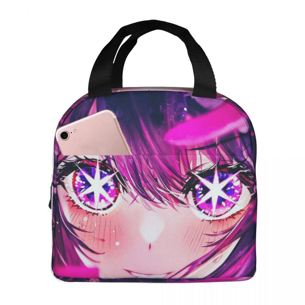 Oshi No Ko Anime Kawaii Insulated Lunch Bag for Kids School Cooler Thermal Food Box Tote Leakproof Lunch Boxes Container