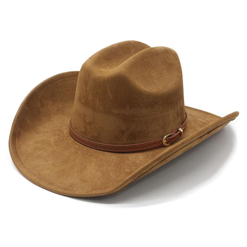 New suede western cowboy hat fashion one-word hat outdoor performance jazz top hat