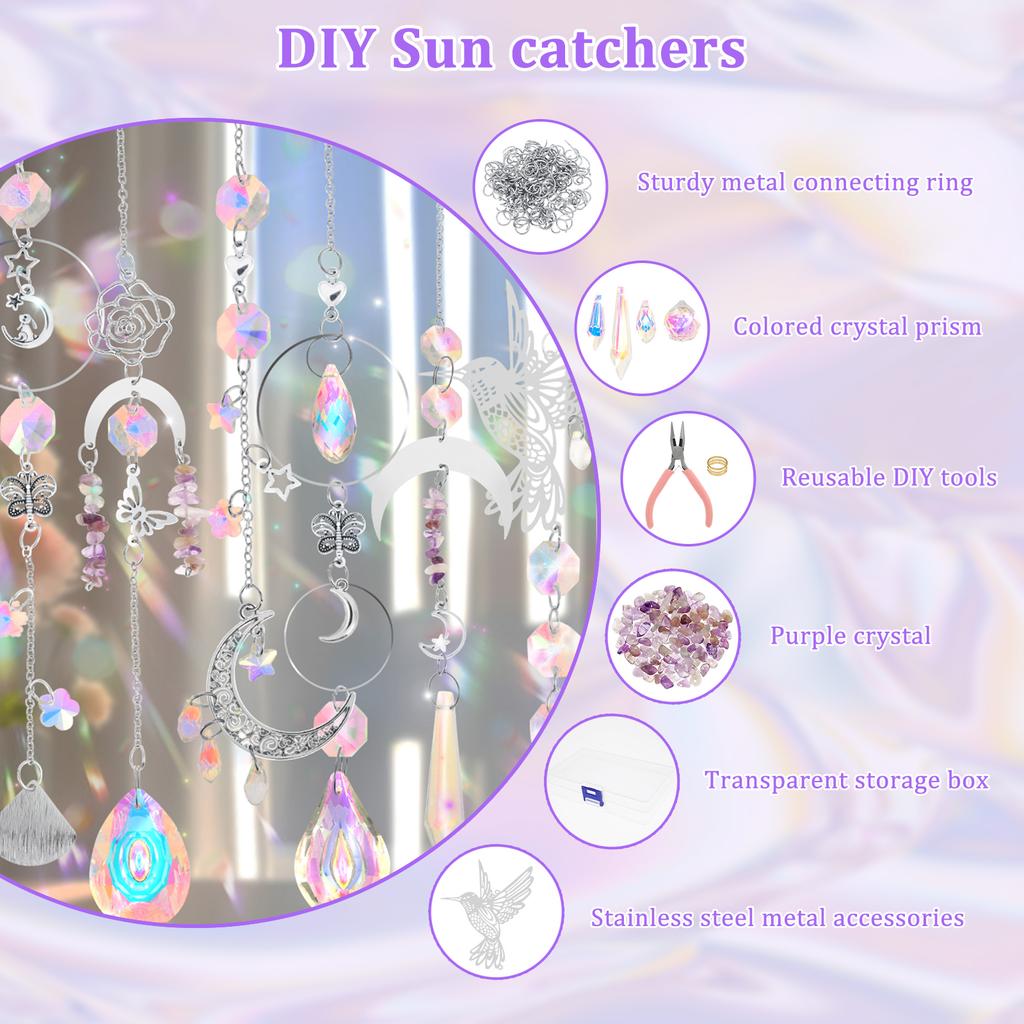400 Pcs Sun Catchers Making Supplies Kit Hanging Prism Sun Catcher Home Decor DIY Suncatchers for Wedding Garden Christmas Decor