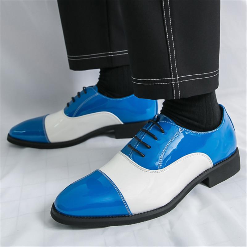 Fashion New British Gentleman Fashion Mixed Color Lace Up Brogues Oxford Shoes Designer Formal Wedding Prom Dress Homecoming Footwear