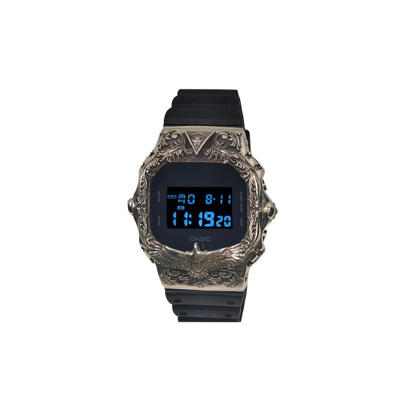 CASIO Customized watch modified series waterproof Quartz resin strap men and women same style black dial DW HeiSeBiaoDaiHeiLanSe