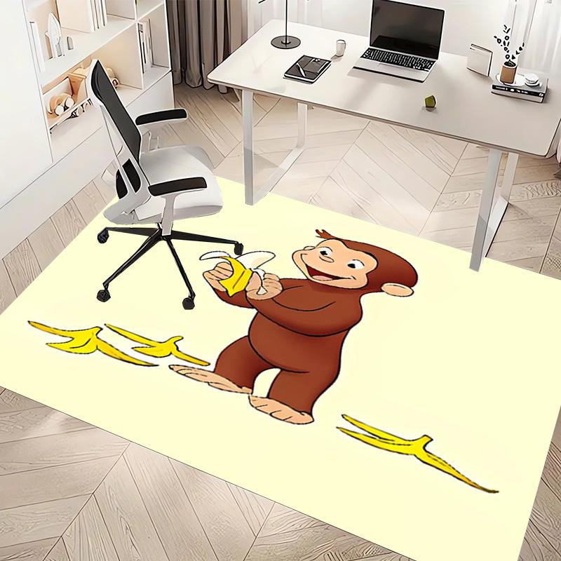 1pc Curious George Print Area Rug - Soft, Washable Non-Slip Indoor Mat, Living Room, Home Office Decorative Rug,Office Decorative
